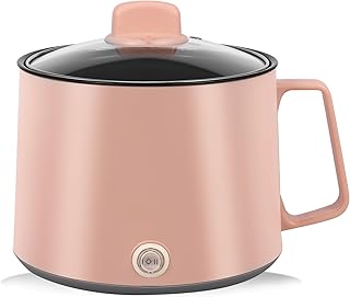 Electric Hot Pot 52oz Mini Electric Cooker 2 Gear Rapid Noodles Cooker Non-Stick Electric Noodles Pot Portable Hot Pot Cooker with Over Heating Boil Dry Protection for Home Noodles Porridge Soup
