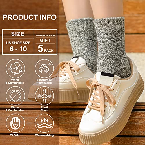Image of Wool Socks for Women - Womens Wool Socks Winter Sock for men Warm Thick Knit Soft Vintage Casual Crew Sock