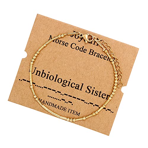 Image of JoycuFF Inspirational Morse Code Bracelets for Women Silver Beads Jewelry Encouragement Mantra Gifts for Her