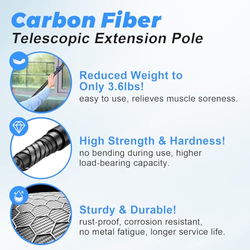 DOBEN 9,15M Kohlefaser Teleskopstange Stange, Kohlefaser Teleskopstiel Telescopic Pole, Verlängerungsstangen für die Reinigung Farbrollern Fensterreinigung