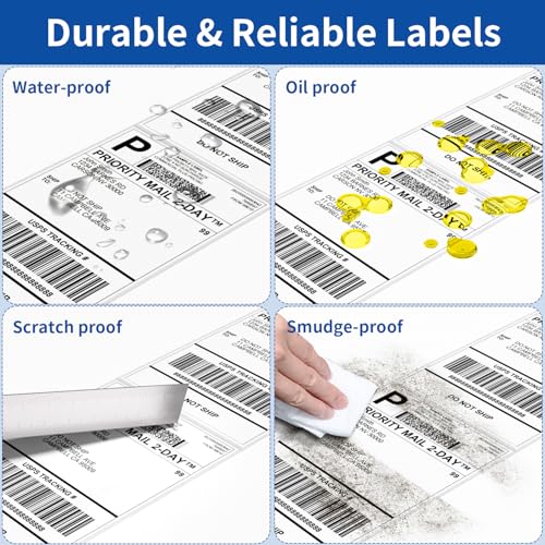 Image of HIROBOT 4x6 Direct Thermal Shipping Label Roll, 1000 Labels, Size 100x150mm