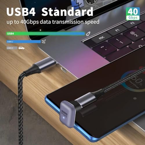 Image of MICROWARE 240W 40Gbps USB C U Shaped Adapter USB4.0 Type C Male to Female 180 Degree Angle Connector, LED Indicator 8k@60HZ Audio and Video Transmission, for Smartphone Laptop Tablet