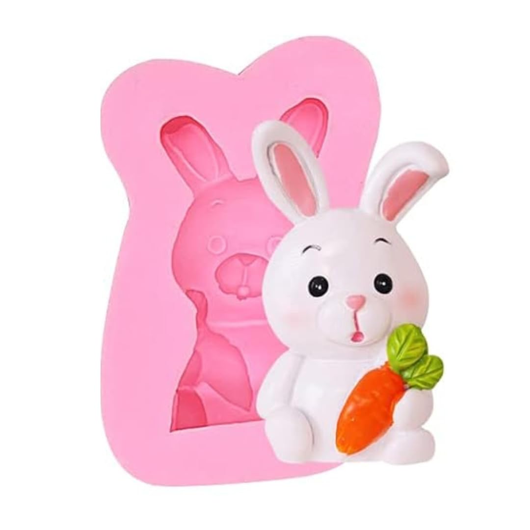 Skytail Bunny Rabbit Fondant Mold Silicone Cartoon Animal Cookie Mold for DIY Candle Making Wax Melts Polymer Clay Molds Cute Handmade Soap Molds Sugarcraft Chocolate Jungle Safari Cake Fondant Molds-image-12
