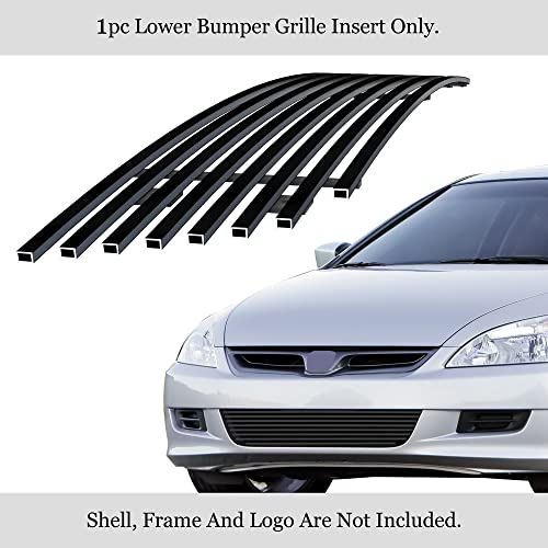 Image of APS Compatible with Honda Accord 2006-2007 Coupe Lower Bumper Stainless Steel Black 8x6 Horizontal Billet Front Grill Grille Insert H67134J