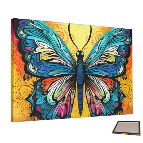 Peinture murale papillon HCLYvexiria en toile tie-dye sans cadre pour salon