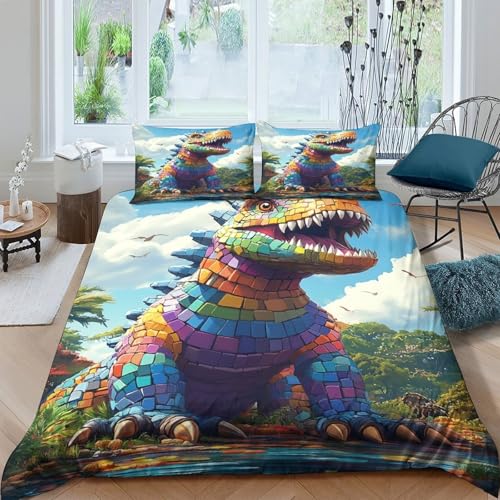 Parure de lit dinosaure coloré 3D avec impression haute définition