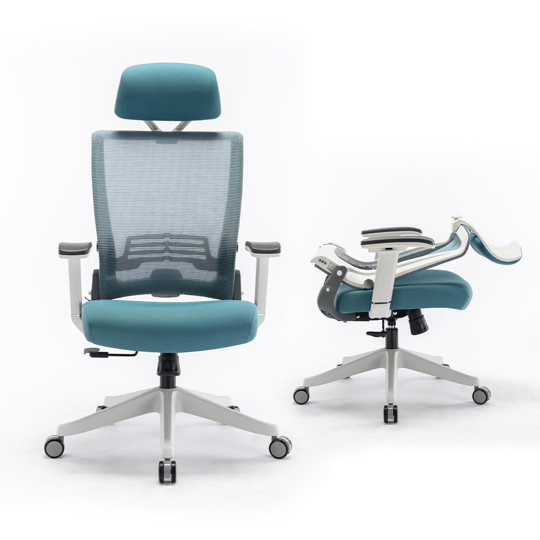 NAVO KIKO Ergonomic Office Chair, Foldable Premium High Back Chair for Home & Office, Computer Chair with 3D Armrests, Desk Chair with Mesh Back and Lumbar Support كرسى مكتب (MARINE BLUE)