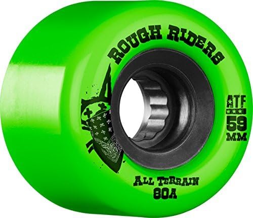 Bones Wheels ATF Rough Riders 59mm Green/Black Skateboard Wheels (Set of 4)