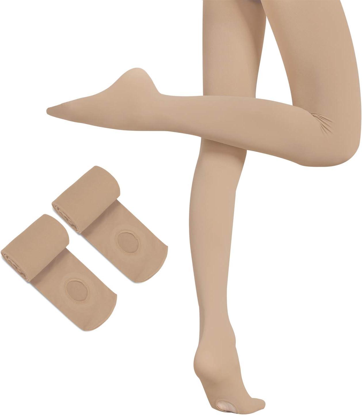 HETH Ballet Tights for Girls - Ultra Soft Dance Tights Convertible Pink Tight (Toddler / Kids)