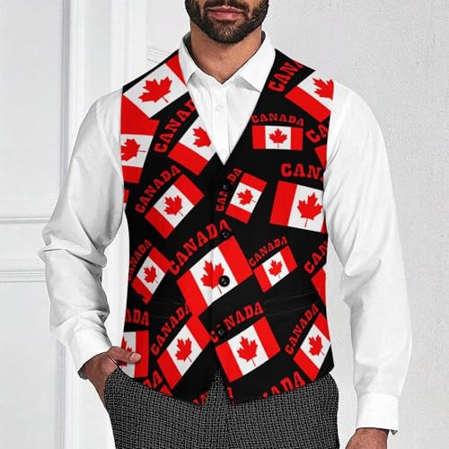 Canada Canadian Flag Novelty Men's Suit Vest Funny Formal Dress Vests Business Waistcoat2