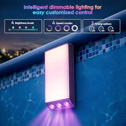 Image of Neoglint Solar Pool Lights for Inground & Above Ground Pools Magnetic | 38 LEDs with 30+ RGB color modes, IP68 submersible immersion-rated and smart auto timer for your backyard oasis
