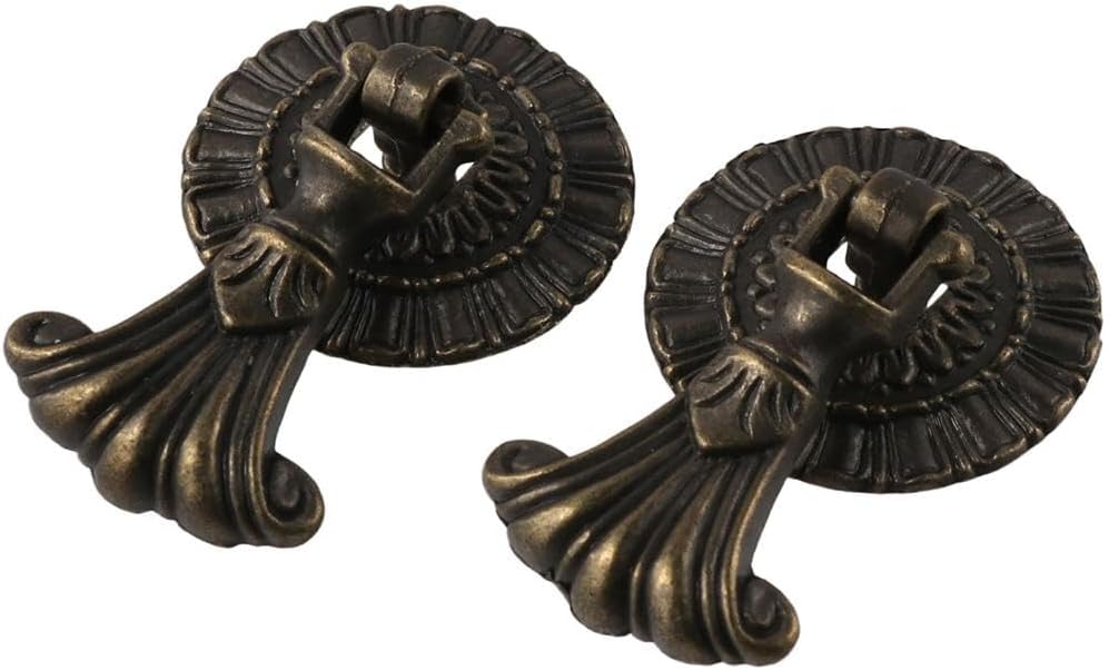 Pendant Handles 4 Pcs Medium Size Retro Copper Brass Knobs Drawer Pulls Decorative Handles Wardrobe Pull for Furniture Cabinet Cupboard Dresser