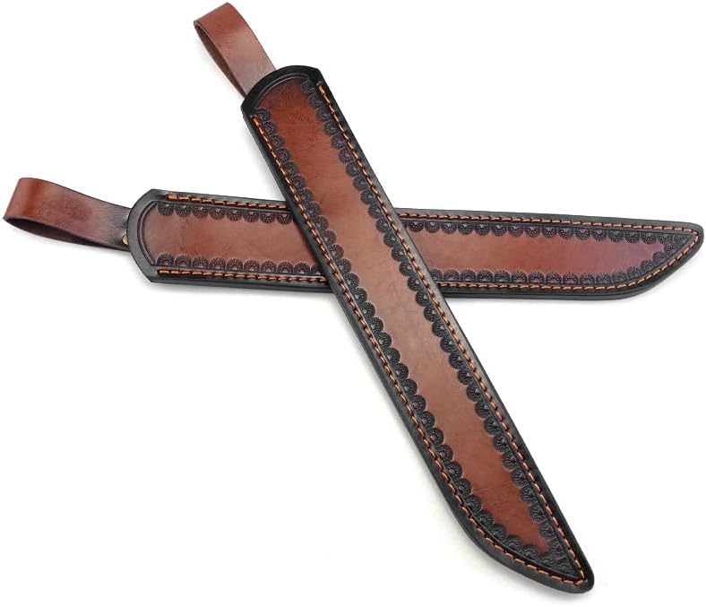 1PC Knife Sheath, 13.11inch Leather Case for Belt with Snap Closure Fits for Outdoor Search, Rescue, Camping, Hiking