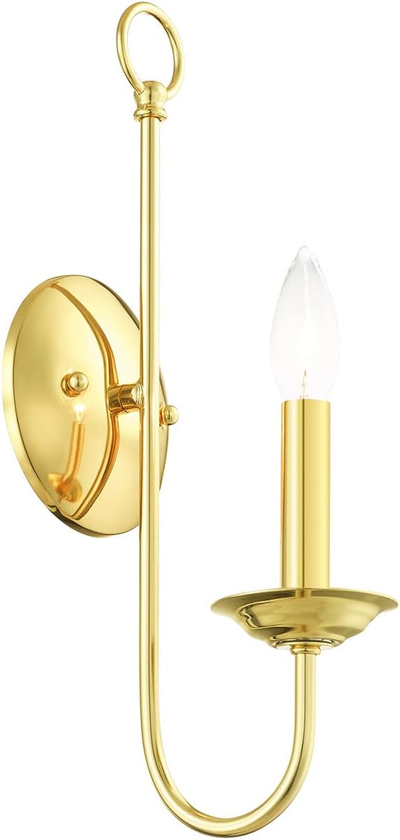 80% Off Discount Livex Lighting 42681-02 1 Light Polished Brass Wall Sconce