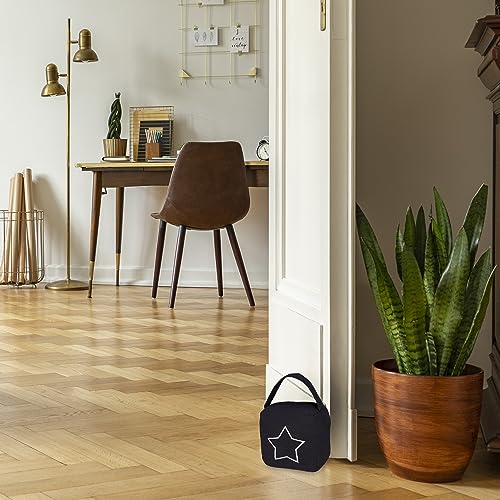 Relaxdays Set of 2 Doorstops, Star Motif, HxWxD: 13 x 13 x 8.5 cm, Free-standing Slam Brake, with Handle, Grey/White, Polyester - Image 3