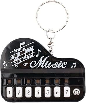 Black Micro Piano Keychain, Mini Electronic Keyboard Keychain with Lights, Portable Keyboard Instrument Keychain, Pianos and Keyboards, Musical Instrument Keychain Accessories Gift