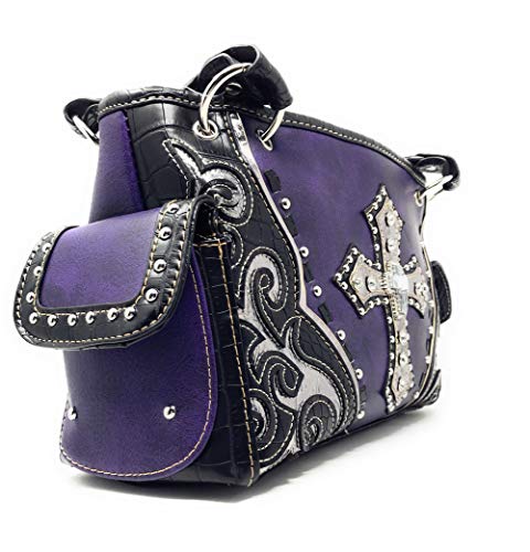 Premium Rhinestone Cross Cut Out Western Embroidered Concealed Carry Handbag in 5 colors3