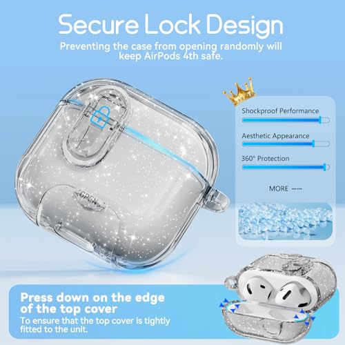 Image of for AirPods 4 Case 2024 with Safety Lock,Glitter Black