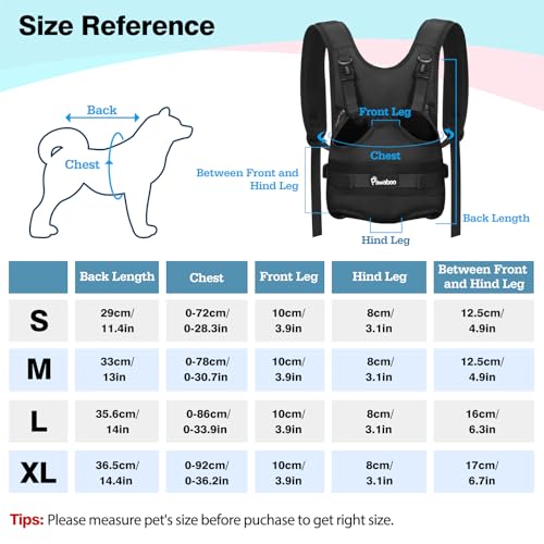 Pawaboo Haustier Rucksack Front Hund Tragetasche, Beinen heraus Rucksäcke Haustier, Verstellbar Hunderucksack für Klein Mittler Hunde Katzen für Reisen Wandern Radfahren Camping, M, Schwarz