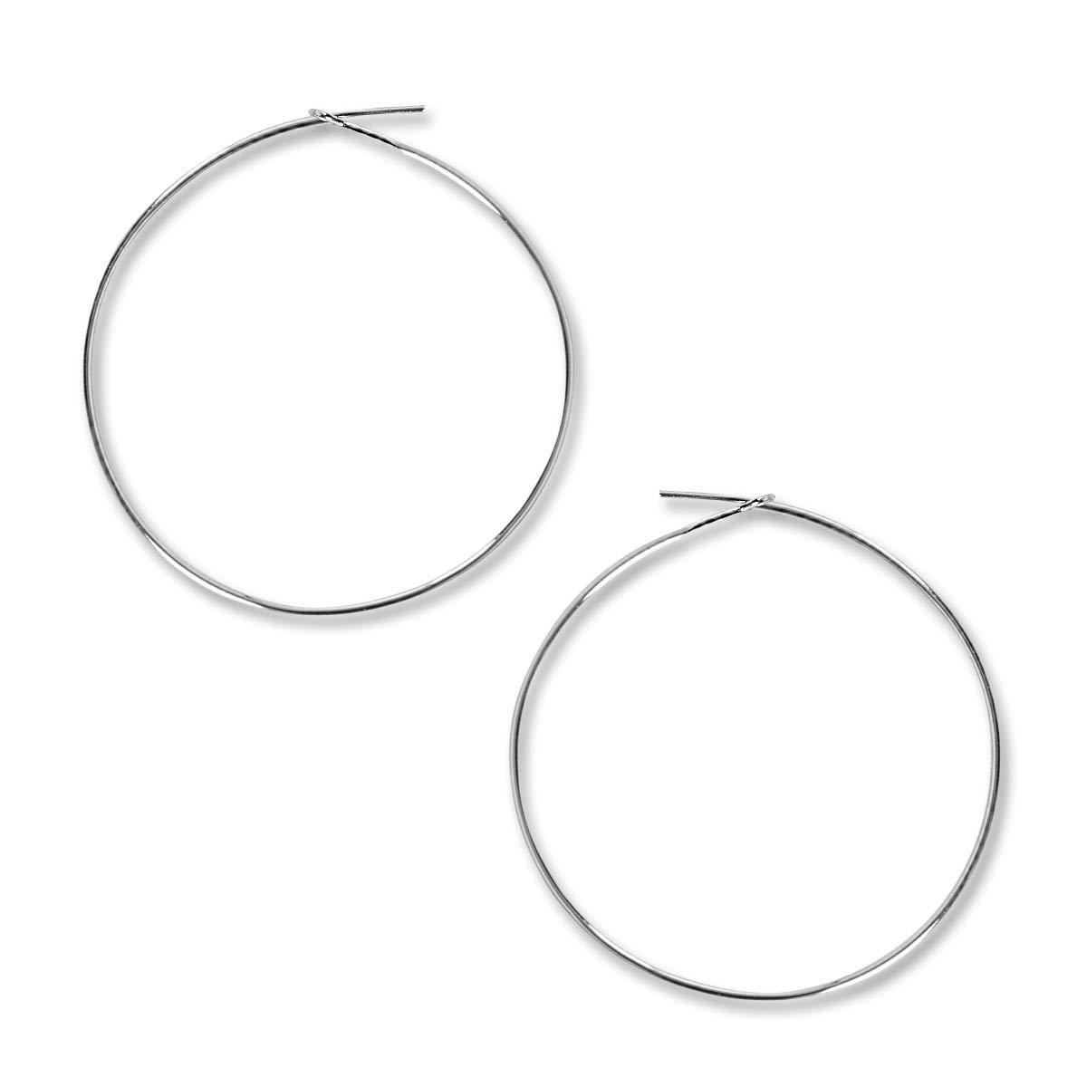Thin Hoop Earrings for Women - Hypoallergenic Lightweight Wire Threader Loop Drop Dangles - Safe for Sensitive Ears - Plated in 925 Sterling Silver or
