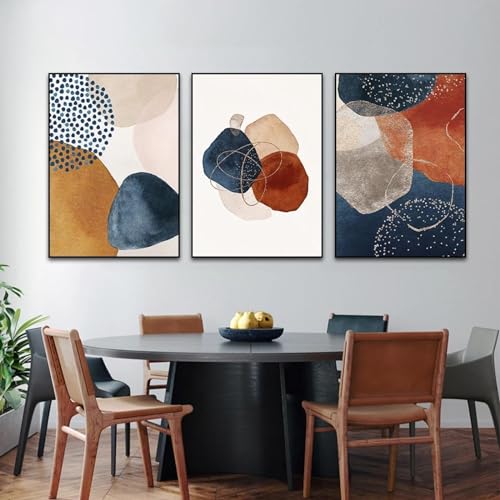 Décoration de maison haut de gamme avec toile géométrique Morandi en 3 panneaux