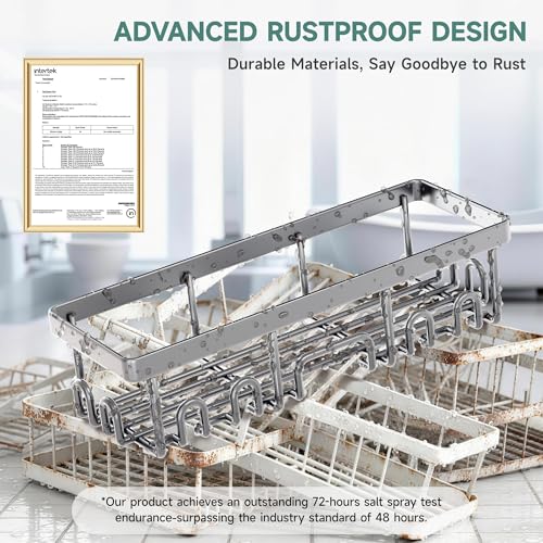 Image of Veken Shower Caddy 6-Pack, No Drilling & Rustproof, Waterproof Adhesive Shelves Rack with Soap Holder, Large Capacity Bathroom Organizers and Storage, Wall-Mounted Kitchen & Home Decor, Silver Gray