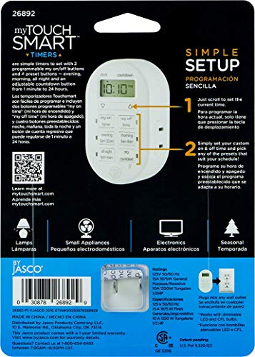 Mytouchsmart Indoor Digital Timer, 1-Outlet Polarized (2-Prong) Plug-In, 26892 #TOP7