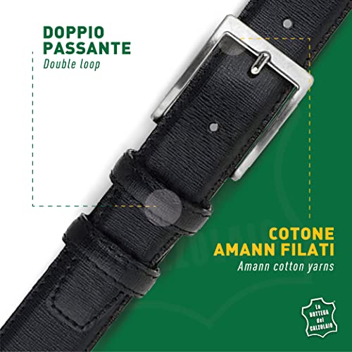 Leather belt 3.5 cm Saffiano formal Made in Italy handmade4