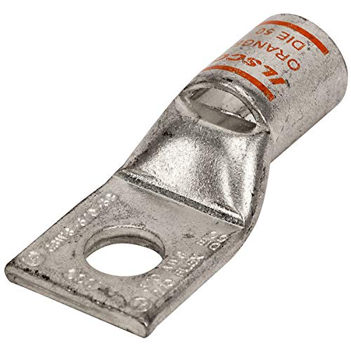 Ilsco SureCrimp Copper Compression Lugs, Standard Barrel, 1-Hole, w/Sight Hole, Wire Size: 3/0 AWG / 2/0 Flex, Bolt/Stud Size: 1/2, 2pk