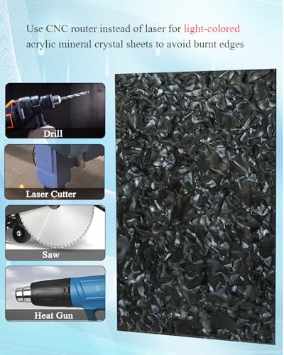 Image of TOEPODO Pearl Mineral Crystal Acrylic Sheets 1 /8 Thick Cast Acrylic Opaque Plastic Panels for Laser Cutting Crafting DIY Home /Festival Decore(3, Black, 8x12inch)