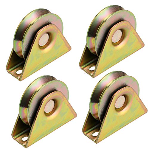 Skelang 3" Sliding Gate Wheels, V Groove Caster, Heavy Duty Rigid Caster with Bracket for 92° V Track Rail, Rolling Driveway Gate, Industrial Machine, Each Loading Capacity 650 Lbs, Pack of 8