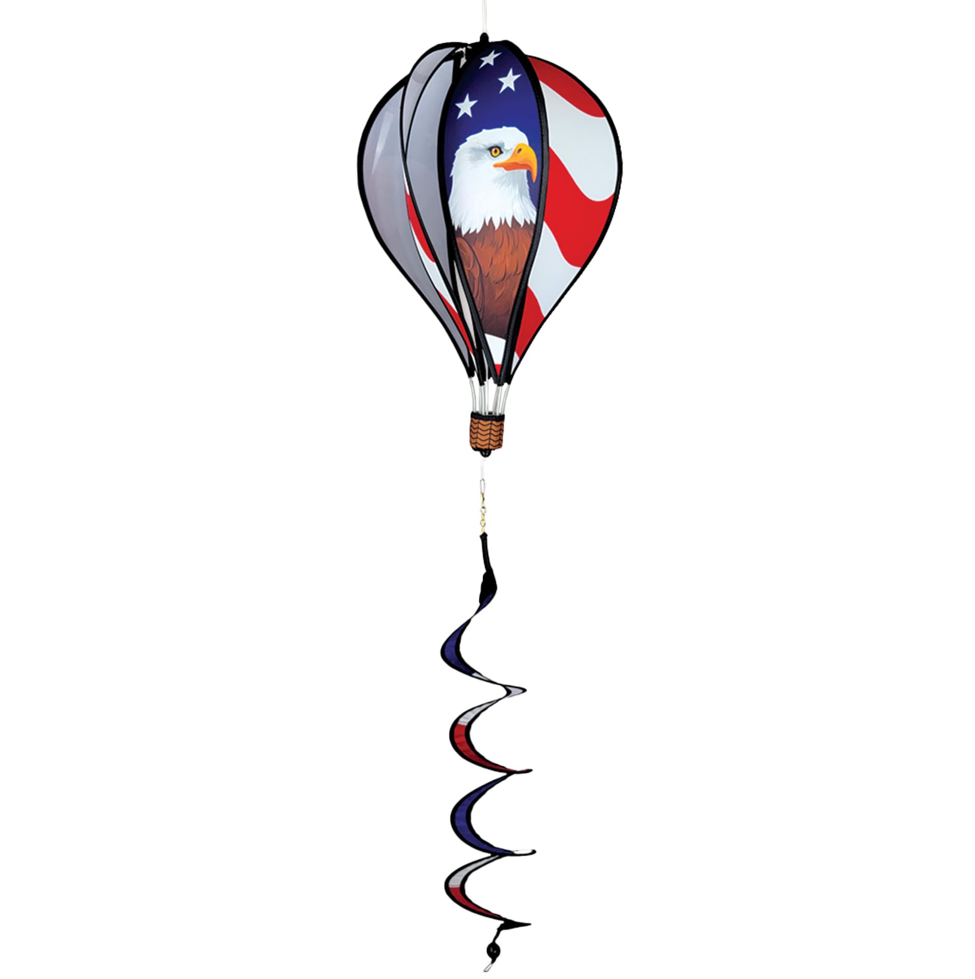 Hot Air Balloon Hanging Garden Spinner 16" - Vibrant Patriotic Eagle Design, Weather-Resistant Outdoor Decor, Durable & Lightweight for Patios, Yards,