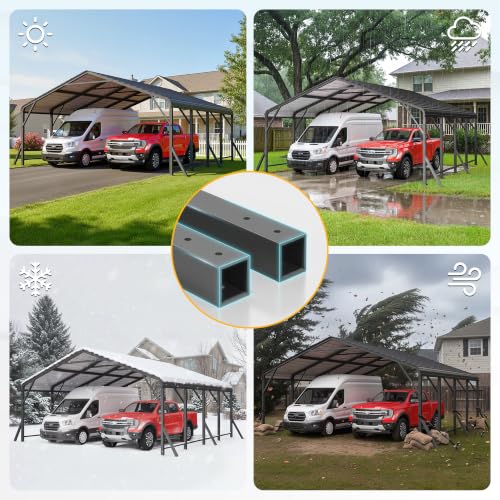 Image of Wisteria Lane 20' x 20' Metal Carport, Heavy Duty Metal Carport for Outdoor