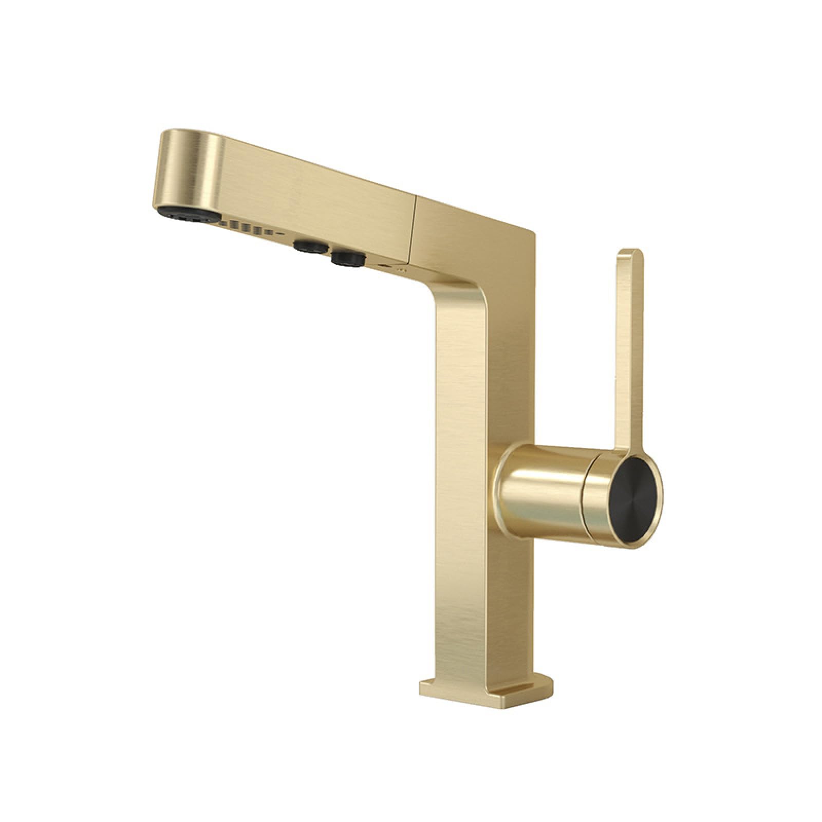 All-Copper Intelligent Pull-Out Digital Hot and Cold Water Faucet, Brushed Gold