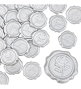 CRASPIRE Adhesive Wax Seal Stickers 25PCS Rose Flower Silver Adhesive Wax Seals Decorative Stamp ...