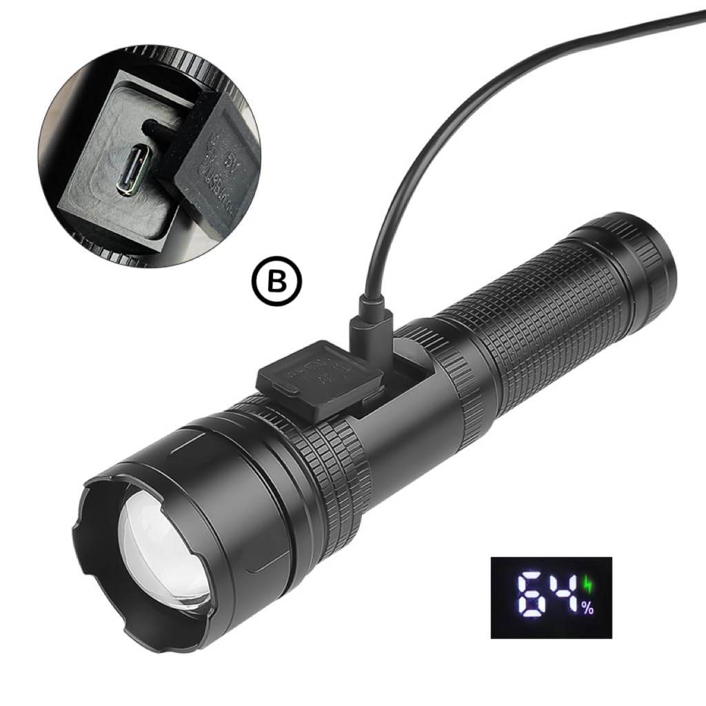 Chasinglee Torcia Elettrica Ricaricabile, Luce Flash LED 9500 Lumen, Torcia Elettrica Più Luminosa Potente, Porta di Ricarica Torcia Elettrica Torcia Elettrica Ad Alta Potenza Super