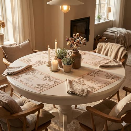 Image of YELONA Leather Dining Table Placemats Set of 6 - Waterproof, Heat Resistant, Anti-Slip, Easy to Clean Table Mats for Dining Table, Kitchen & Home Decor (Blush Pink, 40 x 30 cm)