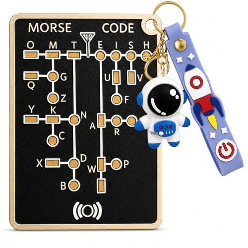 Morse Code Trainer Card with LED Indicator Pocket CW Key Practice Machine Beep Tone Recording and Playback for Adult Ham Radio Learning (1 Pack)