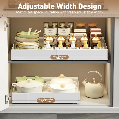 Cajones extraíbles para cocina regulables, set de 2 estantes deslizantes sin taladro 3