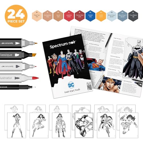 DC Comics Wonder Woman Art Colouring Set, Fan-Art Like a Pro Kit by Spectrum Noir -24 Pieces Including Premium Colouring Book - Image 2