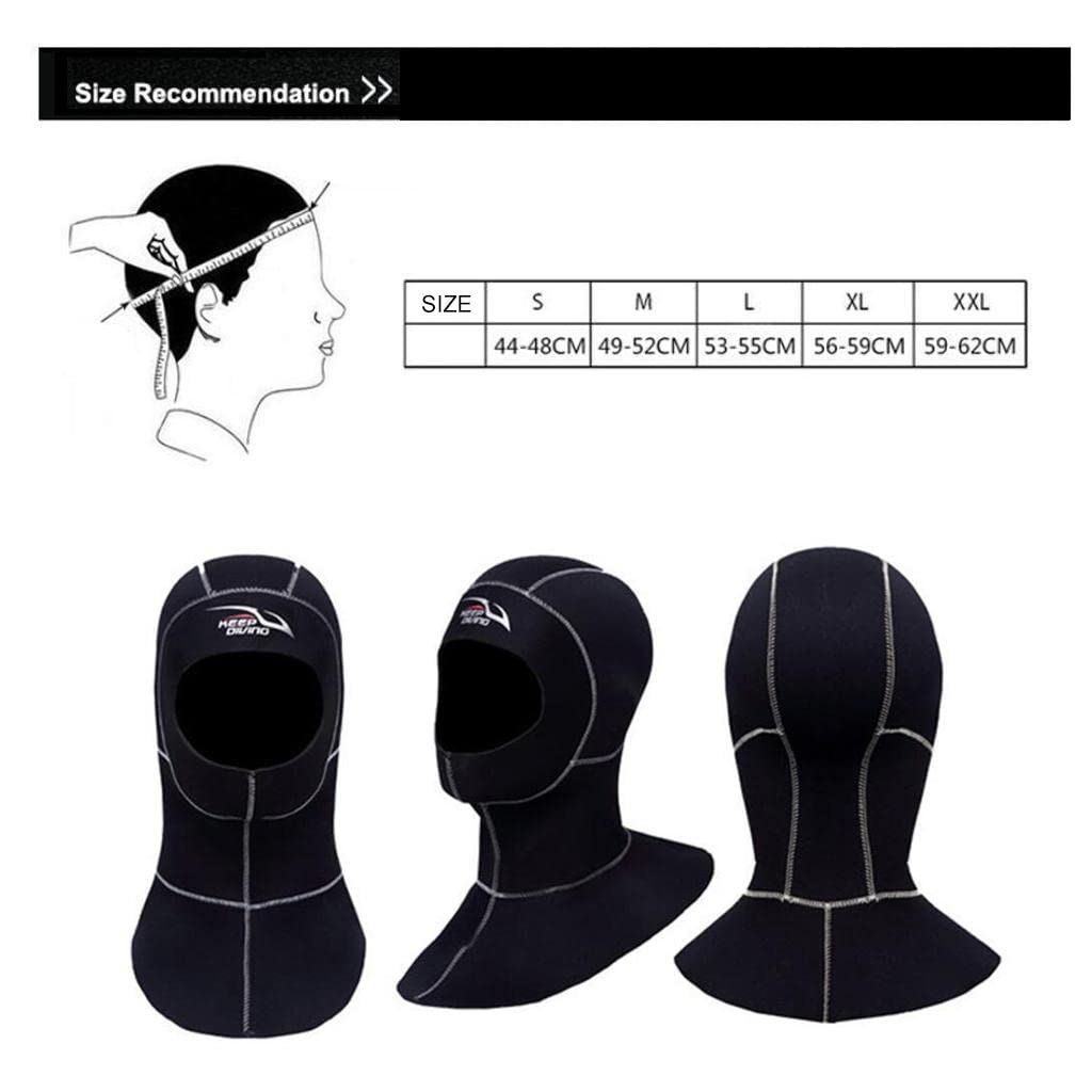 RajoNN Traje de Neopreno con Capucha para Adultos Gorro Térmico para Surf Equipo de Buceo, Costura Blanca XXL
