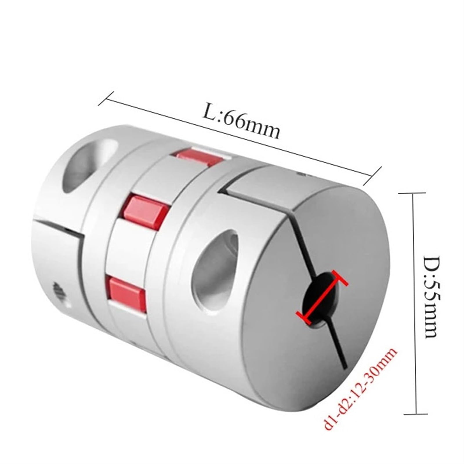 Giunto di serraggio rigido in alluminio Accoppiamento Plum Blossom Encoder a vite a stella elastico a coppia elevata Servomotore in alluminio XB-55X66(XB-55X66-14X14)
