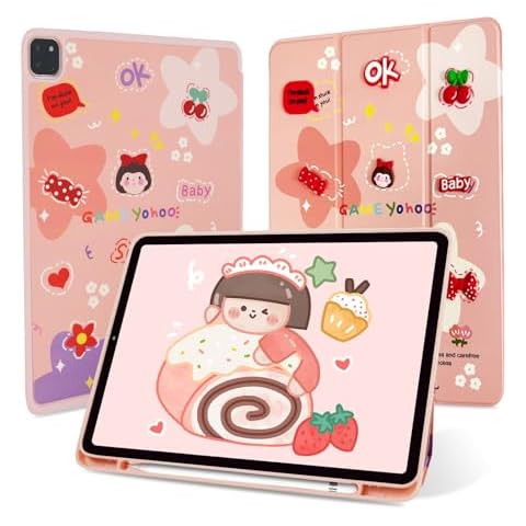 ICEELEC Case for iPad 10th Generation 2022, 10.9 inch ipad 10th case with Multi-Angle Viewing Trifold Stand Cover with Pencil Holder, Auto Sleep/Wake, Pink Cover