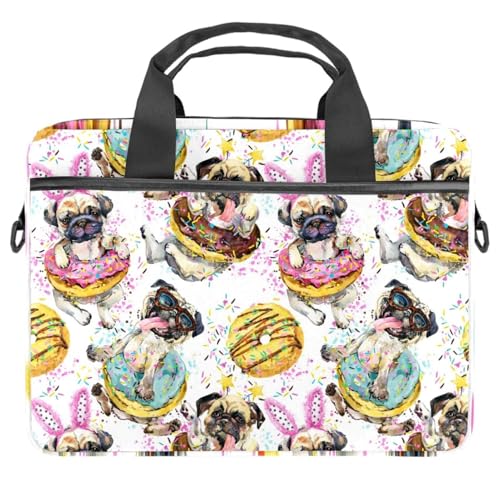 Sacoche ordinateur 13.3 pouces Greedy avec bandoulière et motif bouledogue