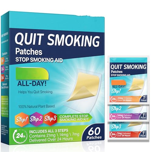 Quit Smoking Nicotine Patches Step 3-in-1 Nicotine Transdermal Patch Effective Stop Smoking Aid Delivered Over 24 Hours Clear Nicotine Patches Easy to Use 60 Count