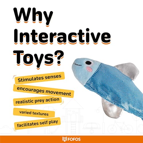 Image of BarkButler x FOFOS Sardine Dancing Fish - Interactive Cat Toys, Touch-Activated Flapping Motion Toys for All Breeds - Blue
