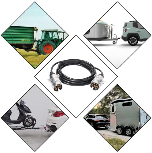 Ryme Automotive Anhängerstecker mit 7 Pins, 3,5 m TPU-Kabel, Metallklemmen, Stecker für Wohnwagen/Traktor