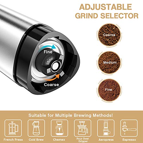 Comsoon Manual Coffee Grinder, Portable Hand Coffee Grinder with Adjustable Setting, Conical Ceramic Burr Grinder Stainless Steel Coffee Mill for Espresso, French Press, Turkish Brew