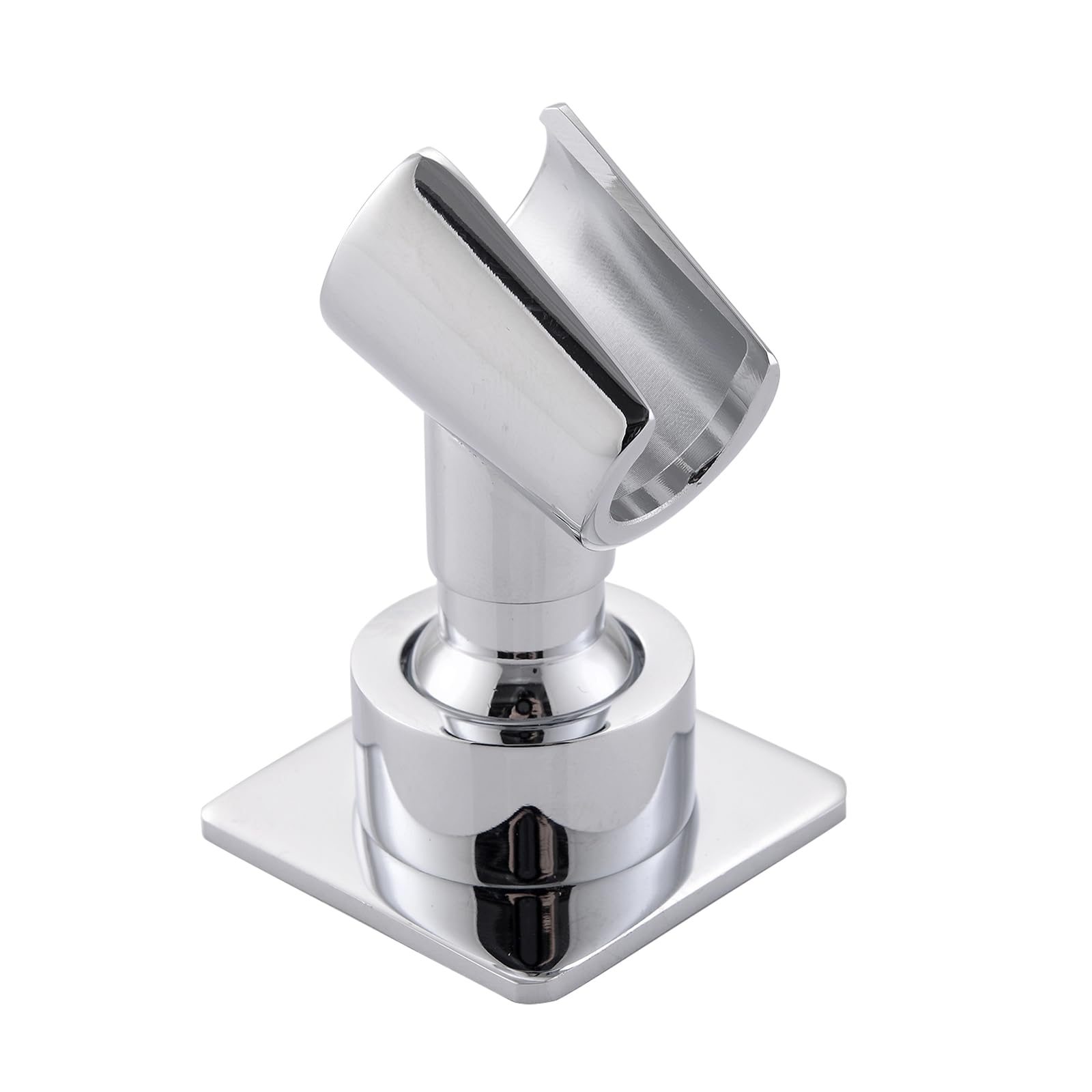 Shower Head Holder Adjustable Handheld Brass Shower Head Bracket Shower Wall Mount Holder Shower Wand Holder, Drill Free Glue Installation(Polished Chrome)