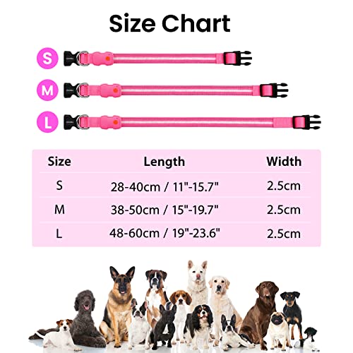 Hundehalsband Leuchtend Aufladbar, Leuchthalsband Hund 7 RGB Farbwechsel mit 8 Leuchtmodi, Verstellbare LED HundeHalsband Wasserdicht für Kleine Mittlere Große Hunde Leuchtendes Halsband, Rosa M